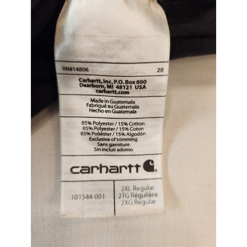 Carhartt Force Mens 2XL Black Relaxed Fit Short Sleeve Pocket Polo Shirt‎ Casual - Picture 10 of 11